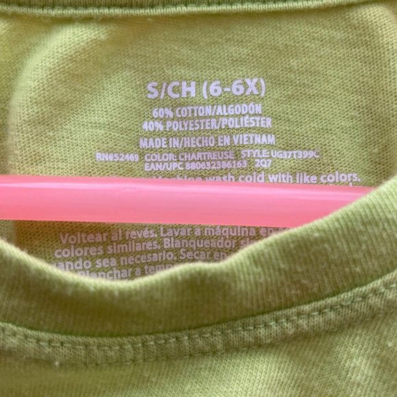 Cat T-Shirt, Chartreuse Green, Short sleeve, 6-6X - Picture 3 of 3